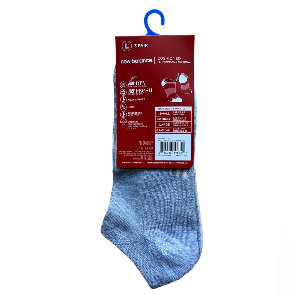 New! New Balance 3 Pair Cushioned, No Show Socks - Picture 5 of 6
